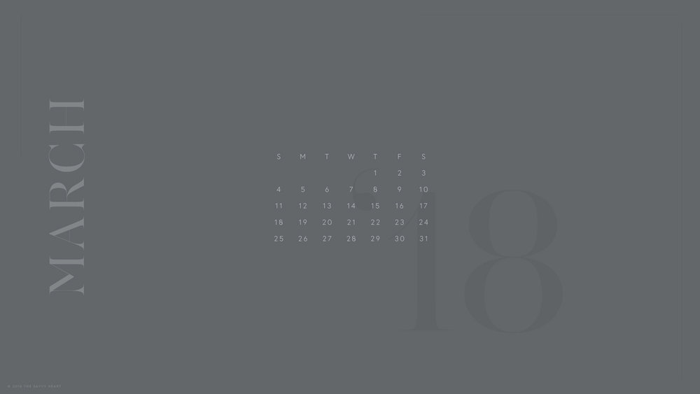 Free 2018 Monthly Desktop Calendar Download by The Savvy Heart Creative Design Studio
