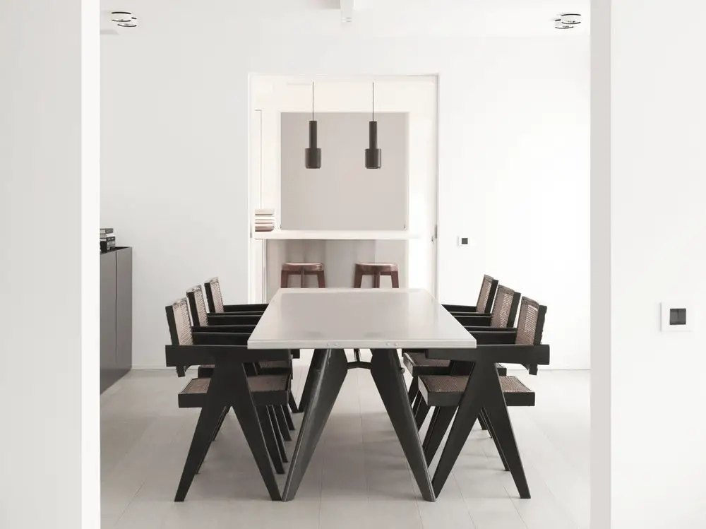 Black Woven Cane Rattan Furniture, Modern Rattan Dining Chair