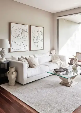 Interior Design, Living Rooms In Grey And Cream