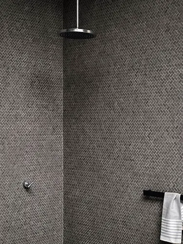 Herringbone shower walls - mosaic tile for a modern bathroom