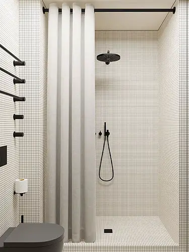 White square mosaic with dark black grout