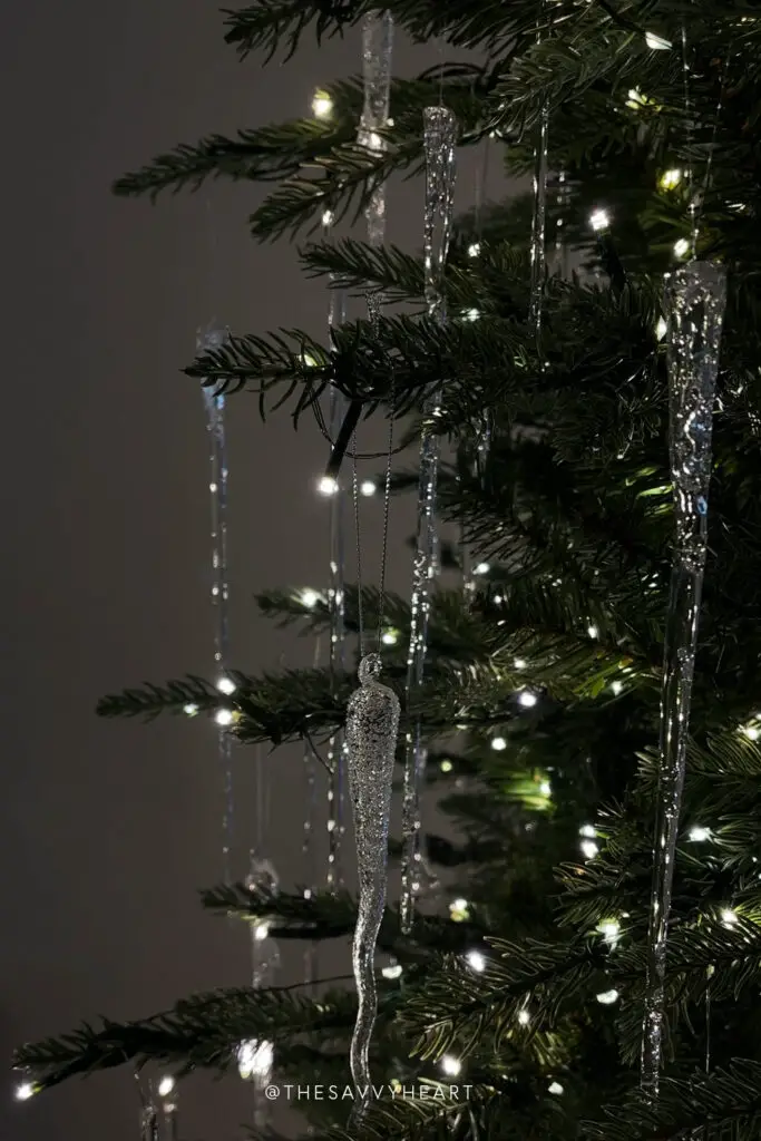 A Modern & Unique Icicle Christmas Tree With Hand Blown Glass Ornaments