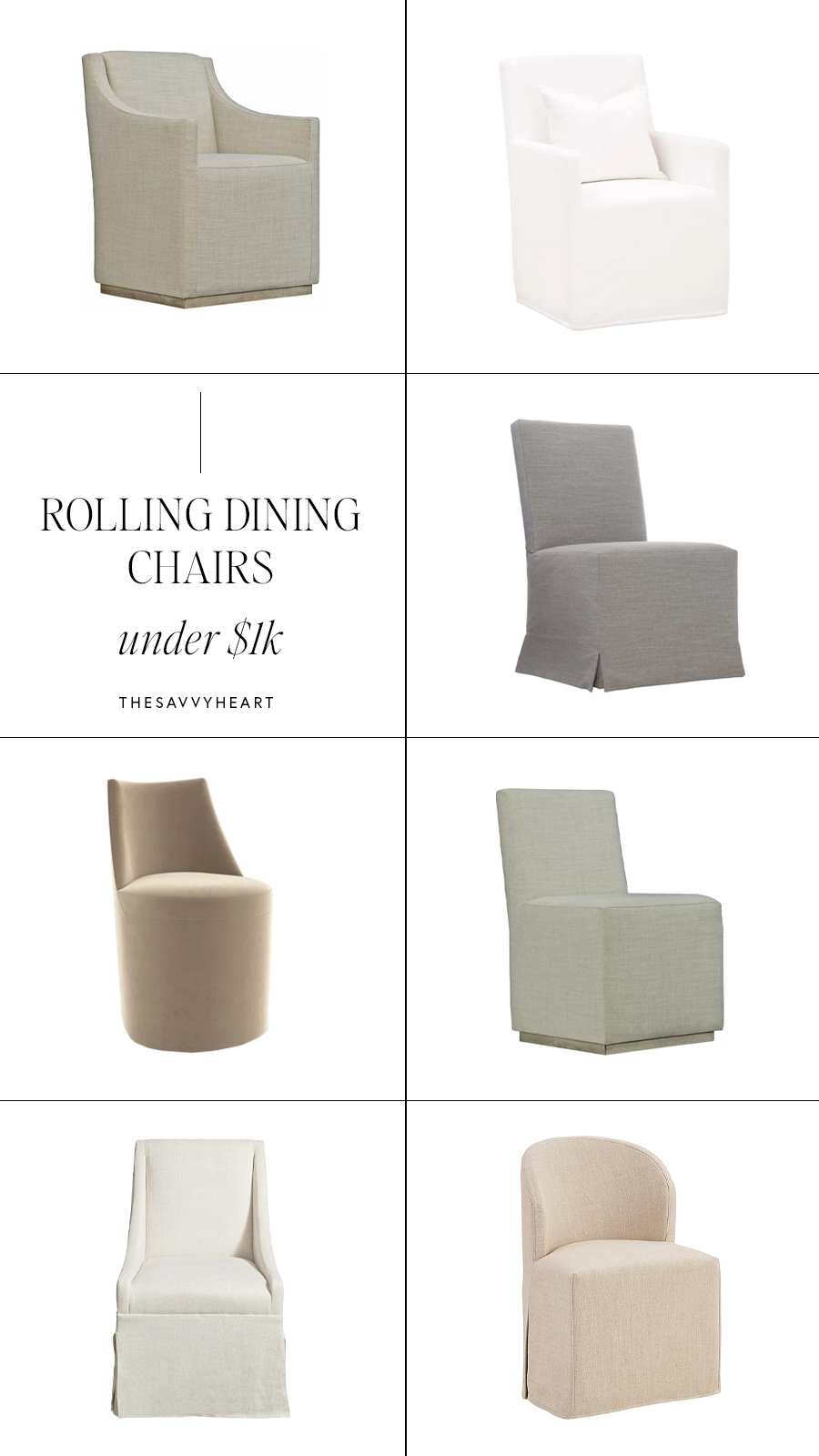 21 Upholstered Dining Room Chairs with Rolling Casters & Wheels