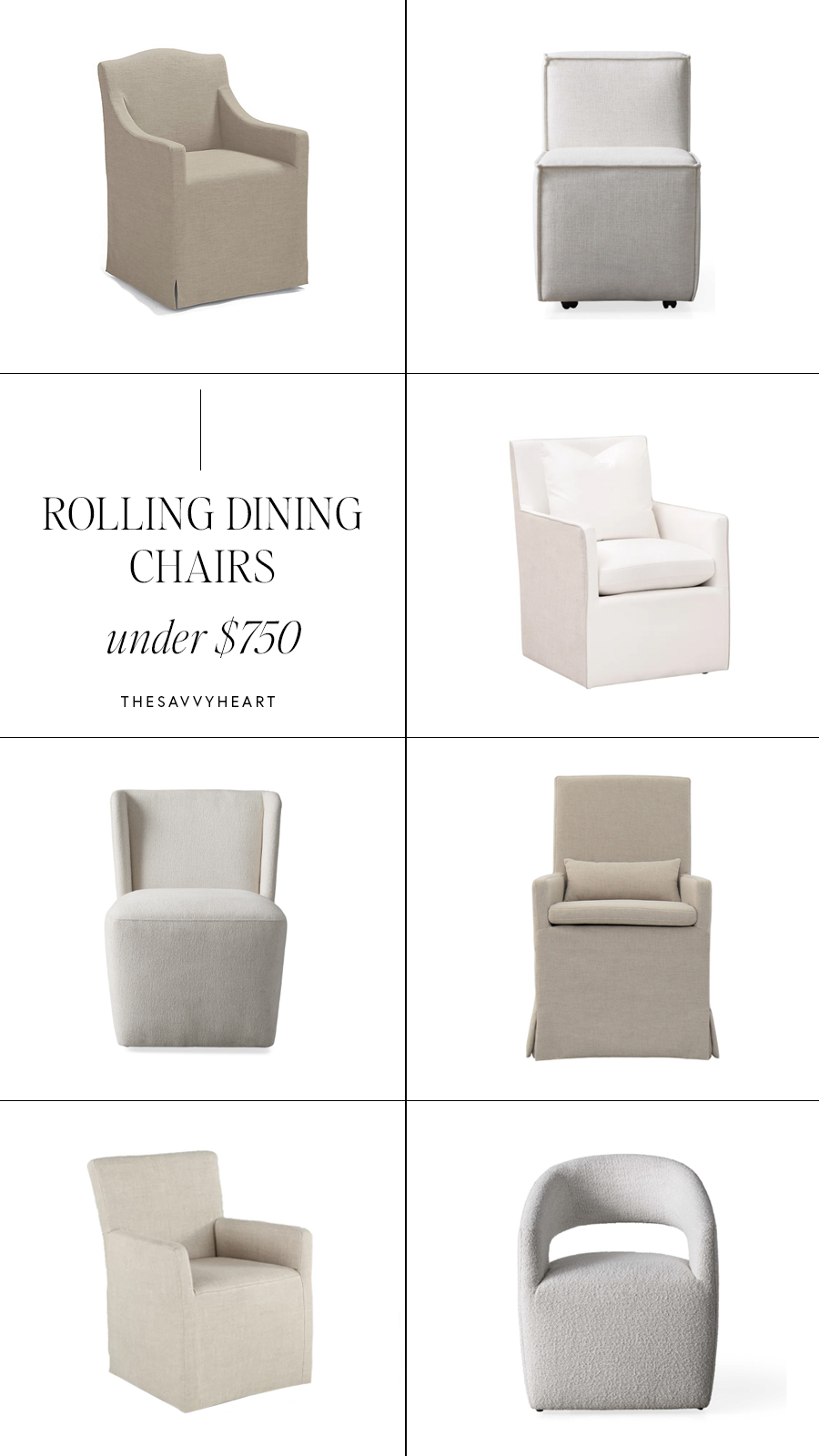 21 Upholstered Dining Room Chairs with Rolling Casters & Wheels