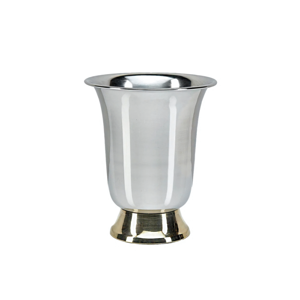 silver and gold plated metal tulip juniper cup vase