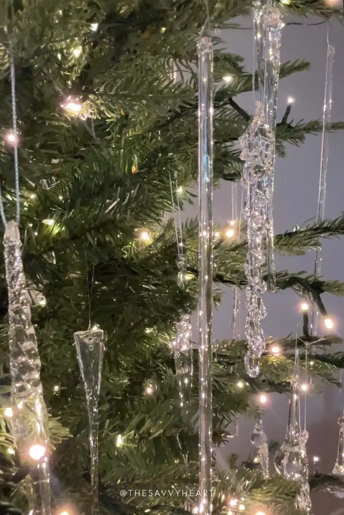 A Modern & Unique Icicle Christmas Tree With Hand Blown Glass Ornaments