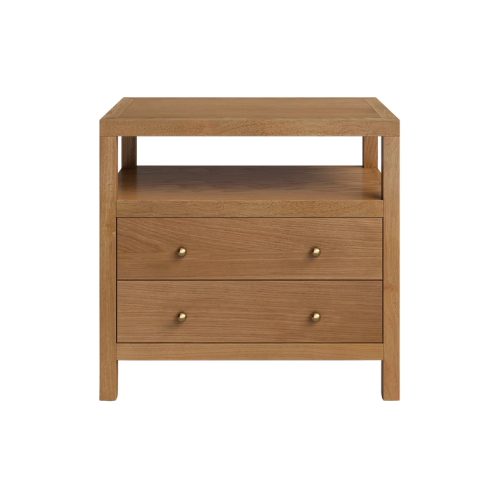 two drawer modern simple nightstand - walnut, oak and wood