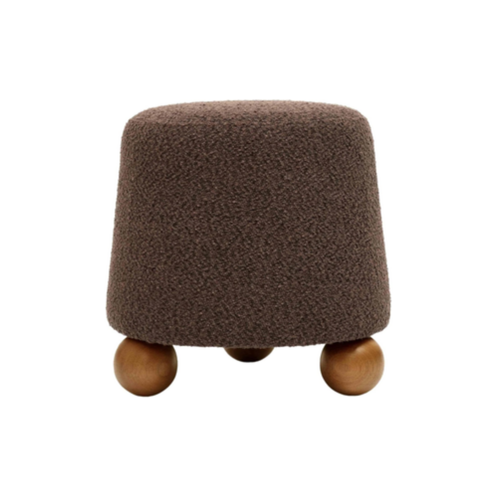 chocolate brown round stool with round circle feet