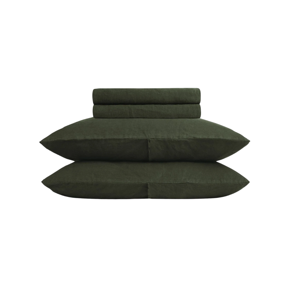 dark green linen sheets for holidays and christmas